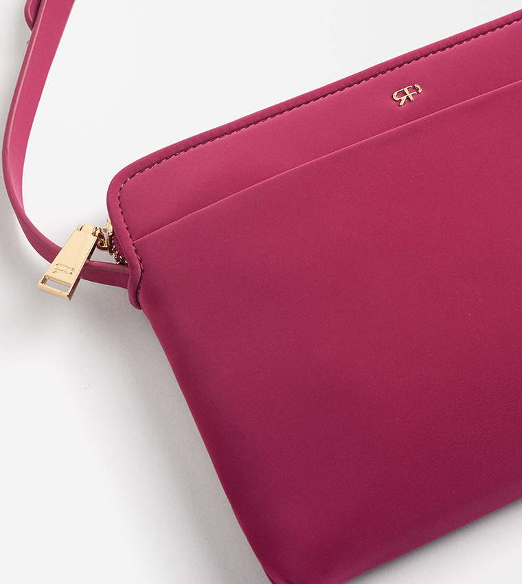 Textured Zip Closure Crossbody Bag