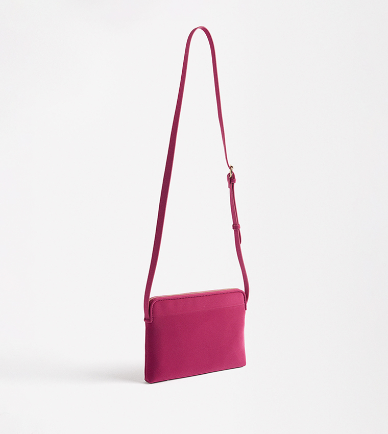 Textured Zip Closure Crossbody Bag