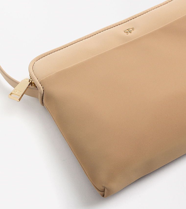 Textured Zip Closure Crossbody Bag