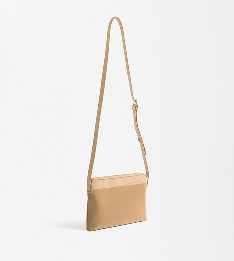 Textured Zip Closure Crossbody Bag