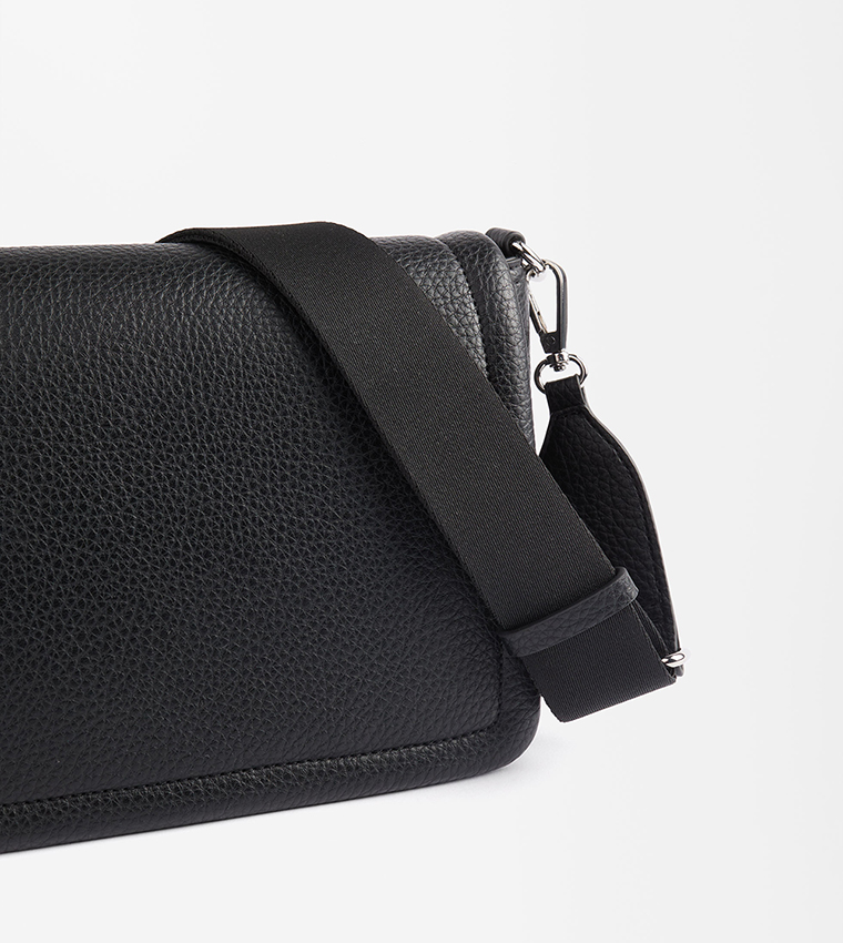 Textured Flap Crossbody Bag