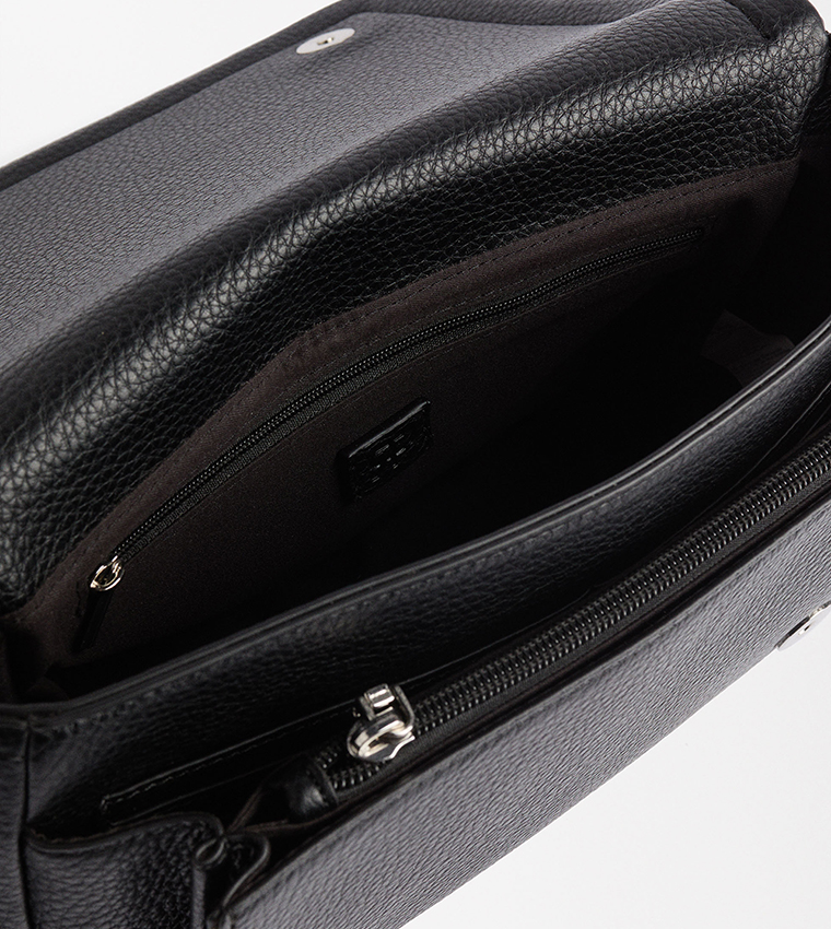 Textured Flap Crossbody Bag