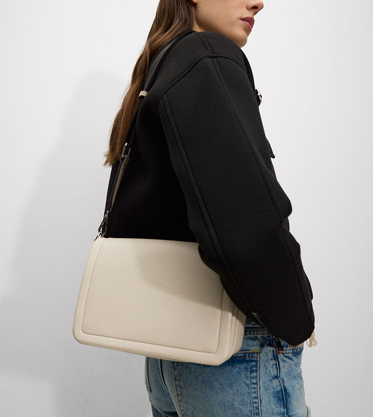 Textured Flap Crossbody Bag