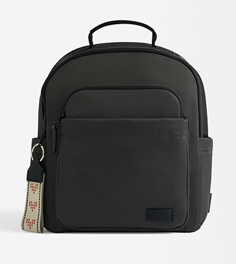 Label Detail Zip Closure Backpack