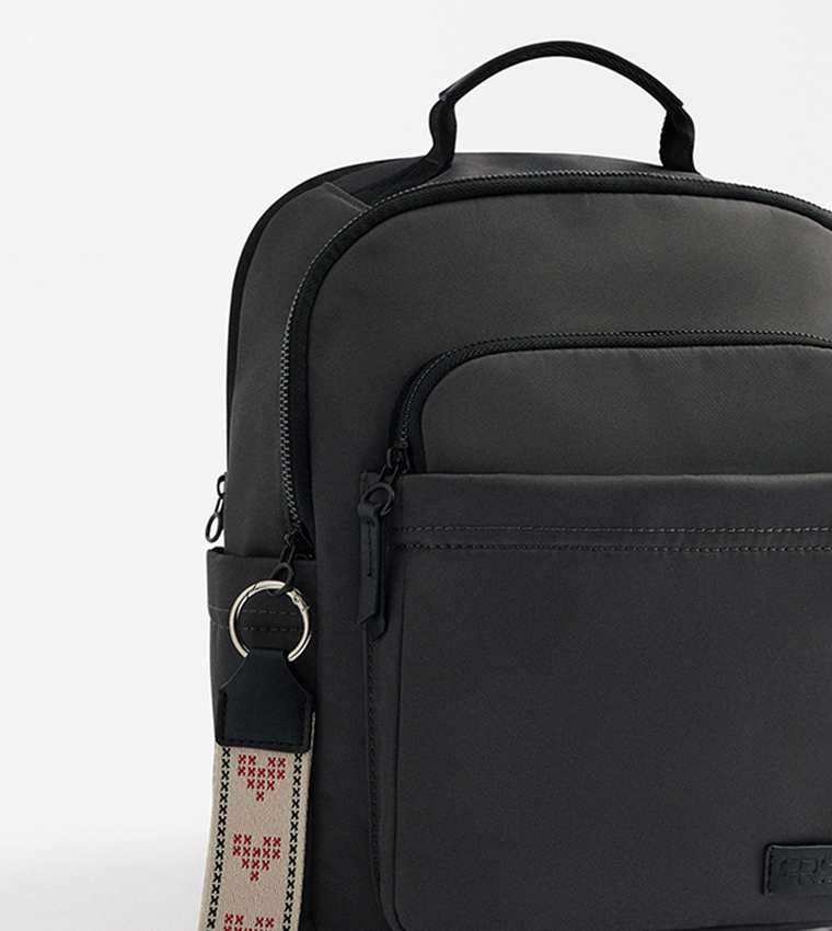 Label Detail Zip Closure Backpack