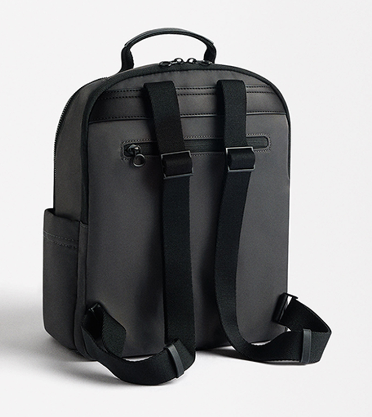 Label Detail Zip Closure Backpack