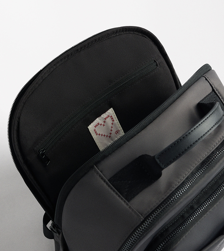 Label Detail Zip Closure Backpack