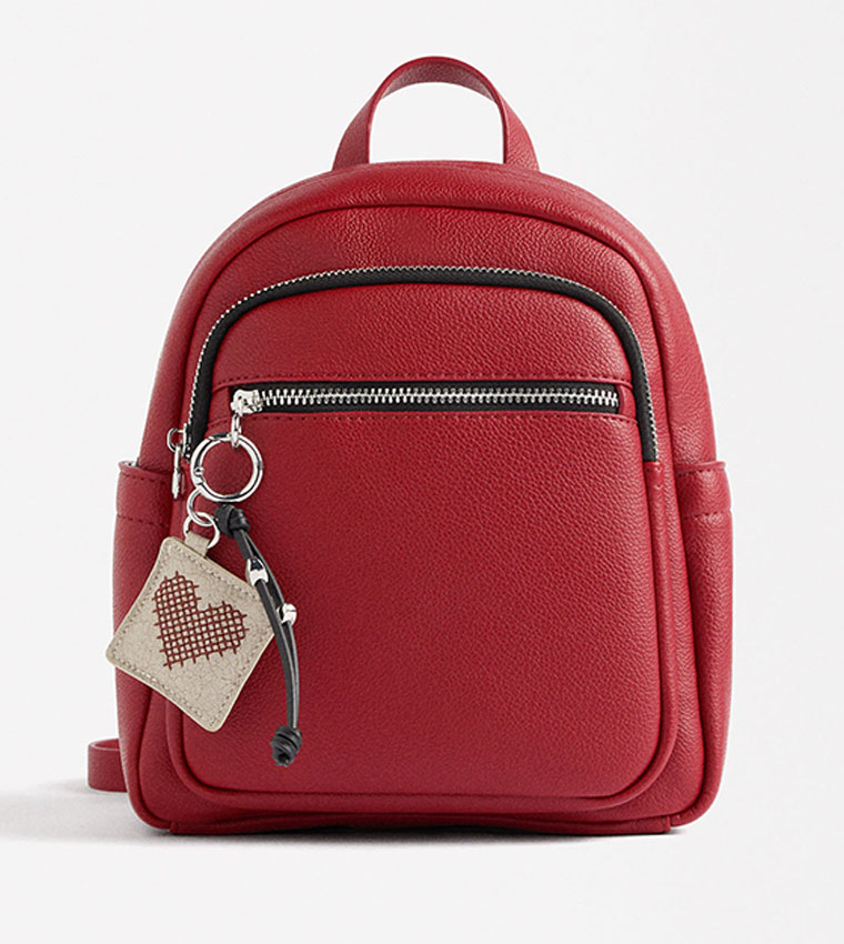 Textured Zip Closure Backpack