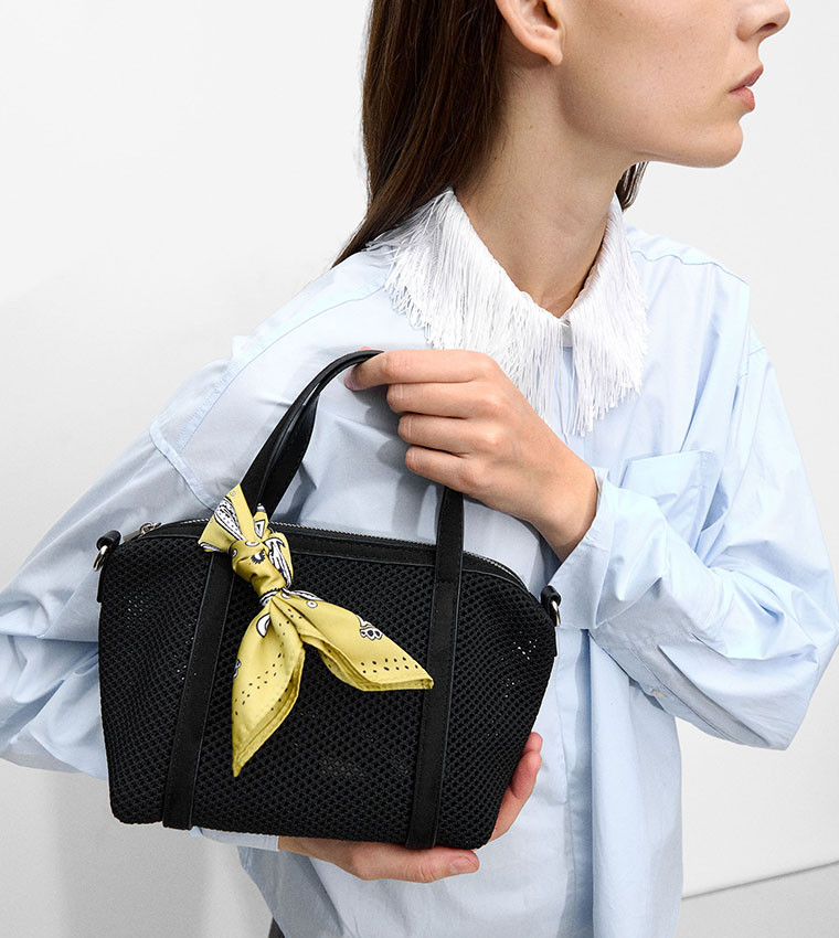 Scarf Zip Closure Mini Tote Bag