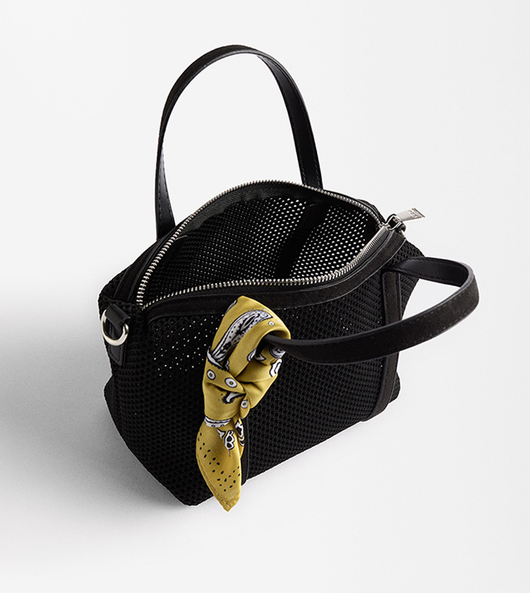 Scarf Zip Closure Mini Tote Bag