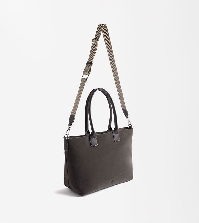 Solid Zip Closure Tote Bag