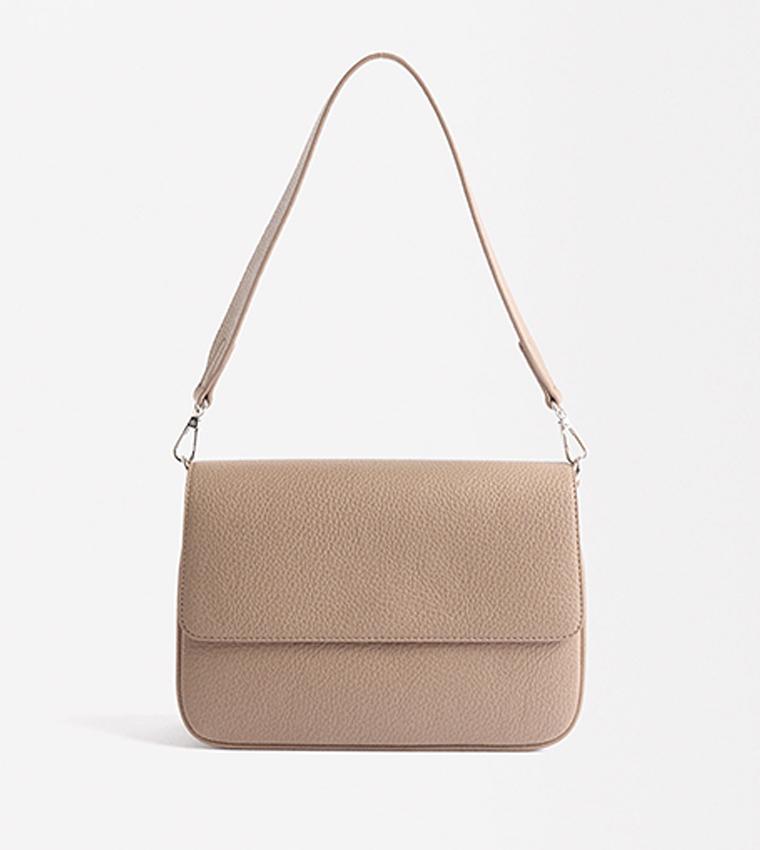 Textured Flap Shoulder Bag