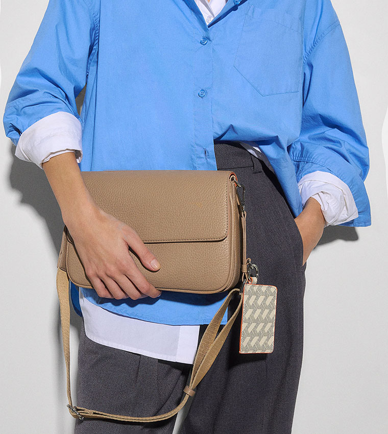 Textured Flap Shoulder Bag