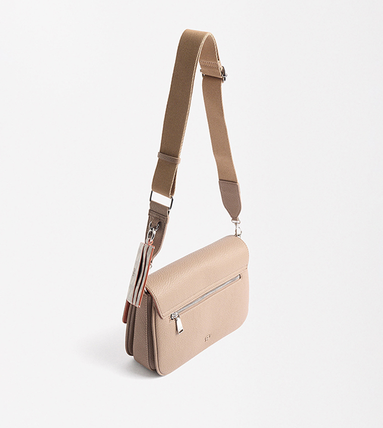 Textured Flap Shoulder Bag