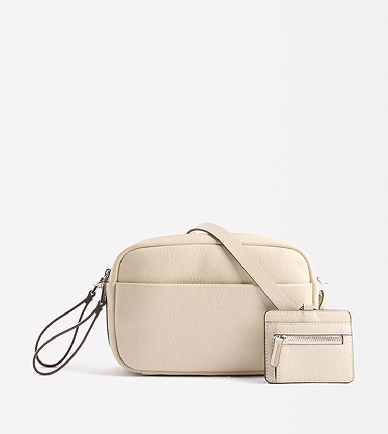 Textured Crossbody Bag with Cardholder