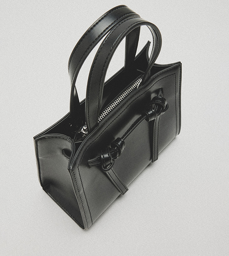 Textured Knot Detail Mini Tote Bag