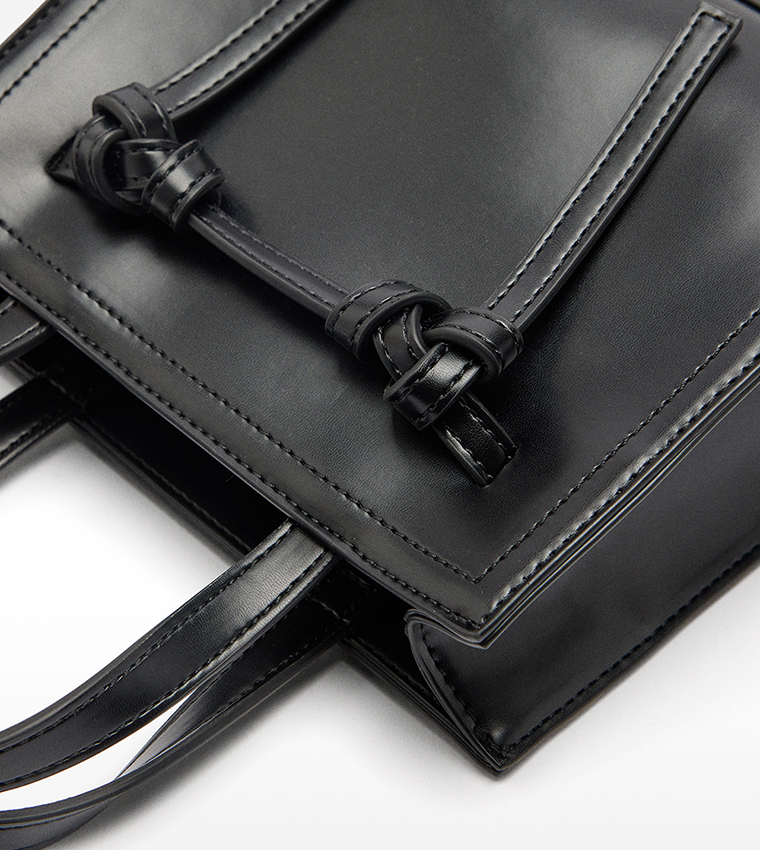 Textured Knot Detail Mini Tote Bag