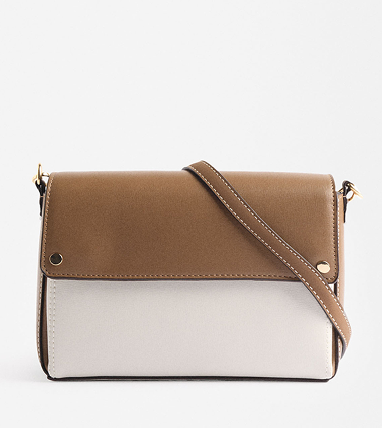 Color Block Flap Crossbody Bag