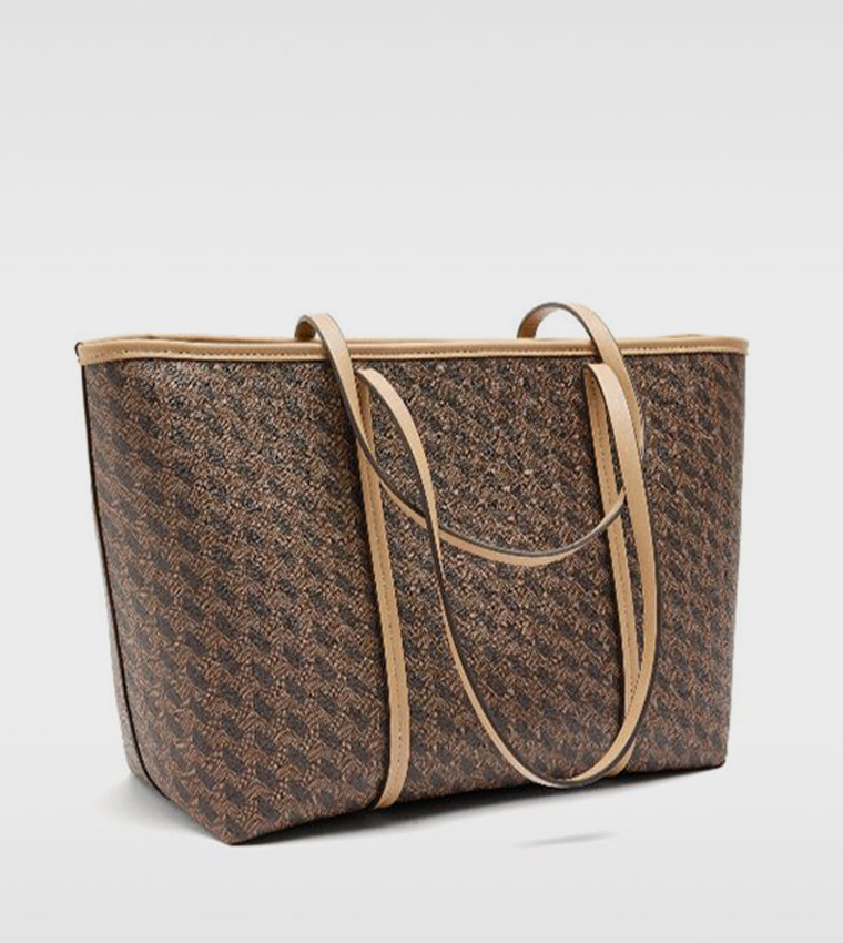 Patterned Tote Bag with Pouch