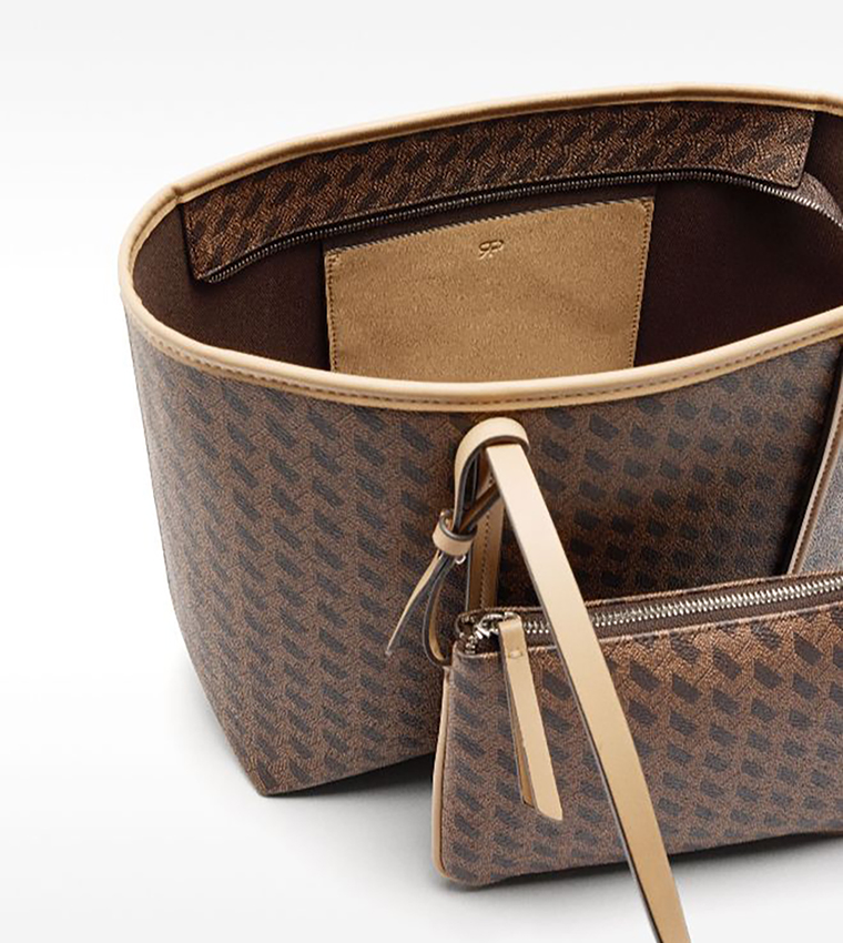 Patterned Tote Bag with Pouch