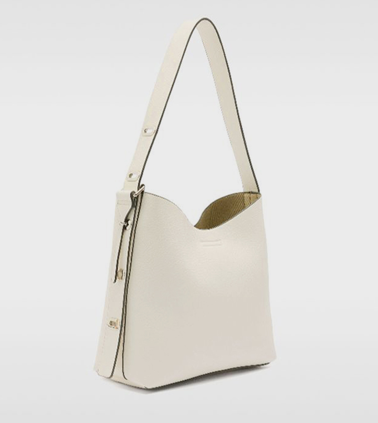 Textured Shoulder Bag with Pouch