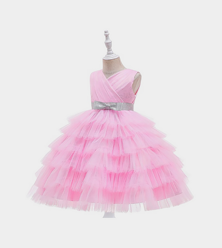 Bow Detail Tulle Party Dress