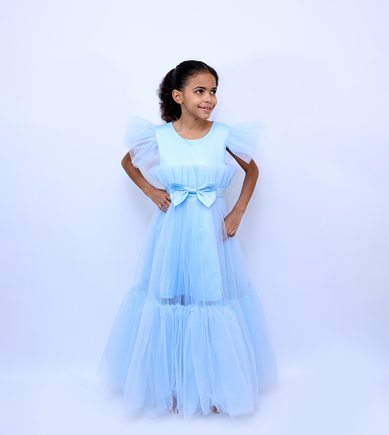 Belle Bow Detail Tiered Tulle Party Dress