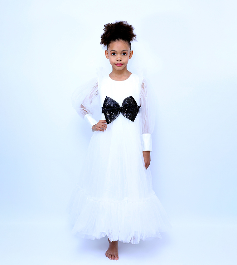 Malwina Bow Detail Tulle Gown