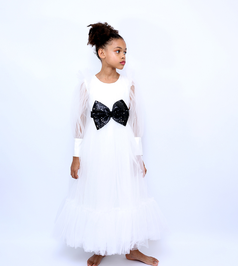 Malwina Bow Detail Tulle Gown