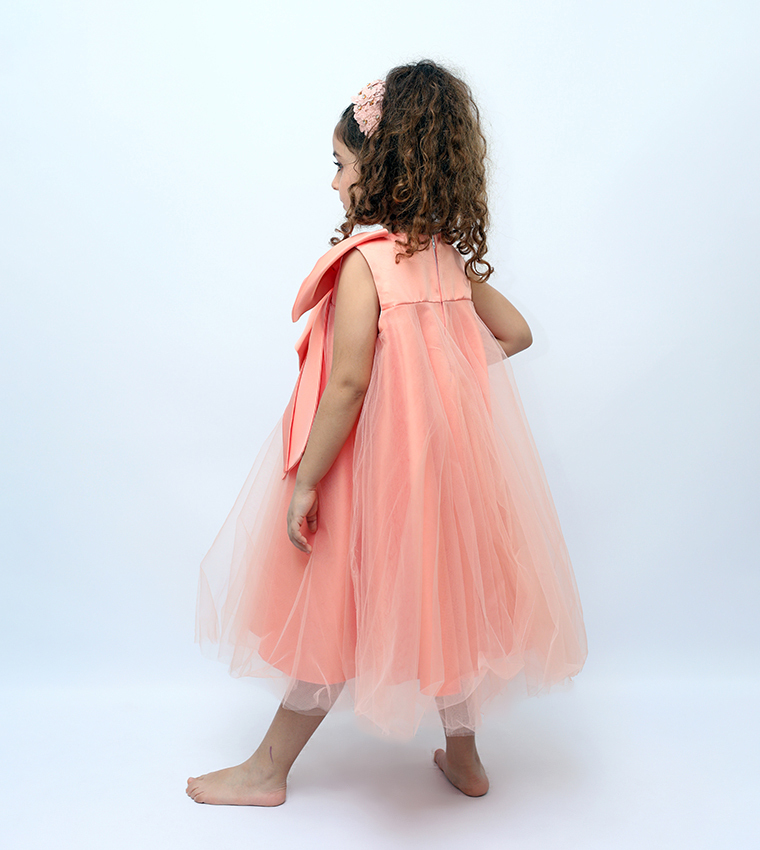 Bow Detail Tulle Party Dress