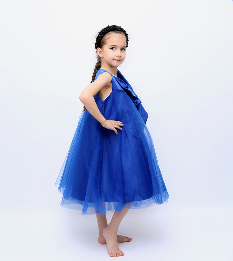 Bow Detail Tulle Party Dress