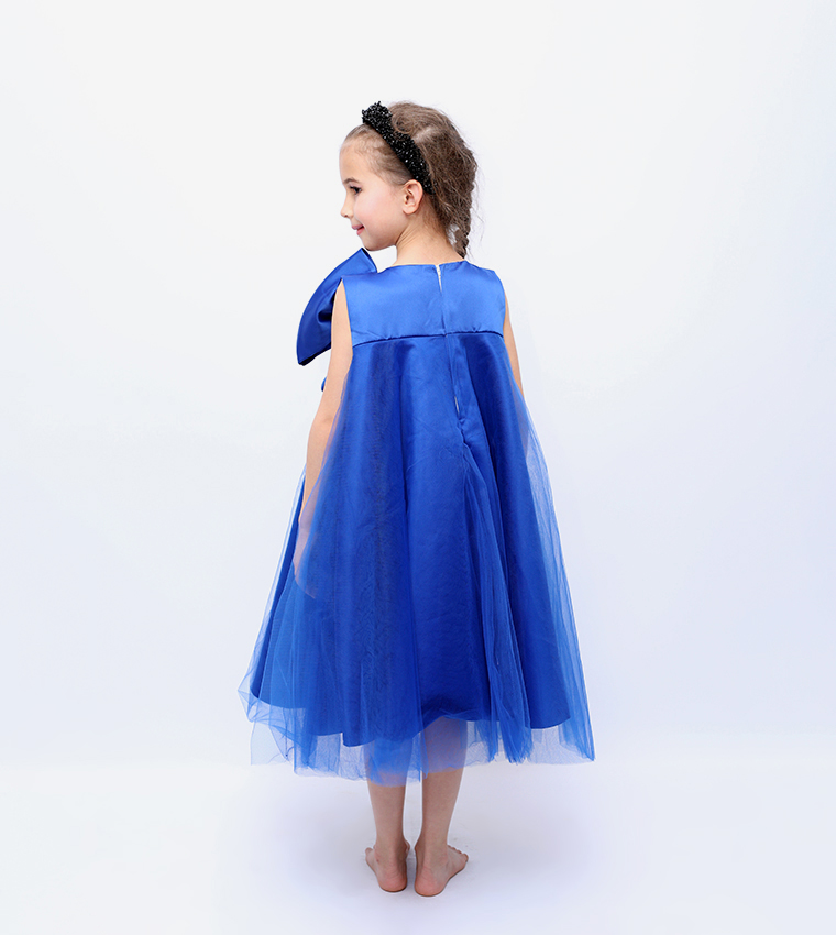 Bow Detail Tulle Party Dress