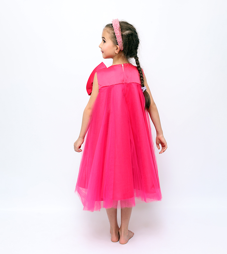 Bow Detail Tulle Party Dress