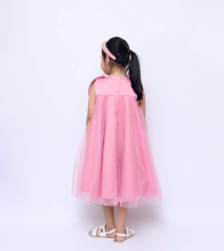 Bow Detail Tulle Party Dress