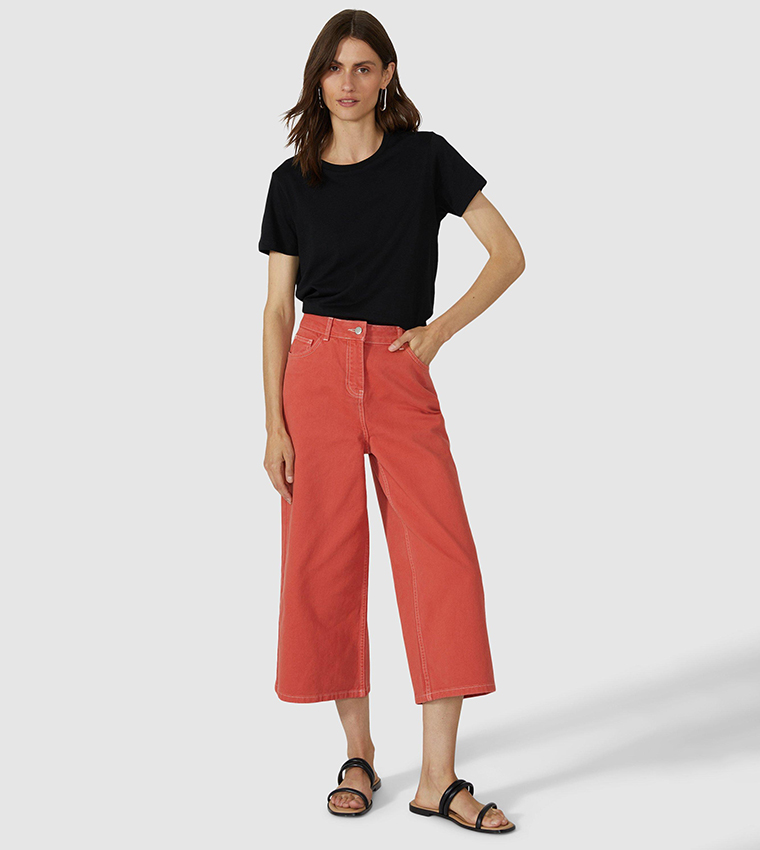 Buy Principles Cropped 5 Pocket Wide Leg Jeans In Pink 6thStreet