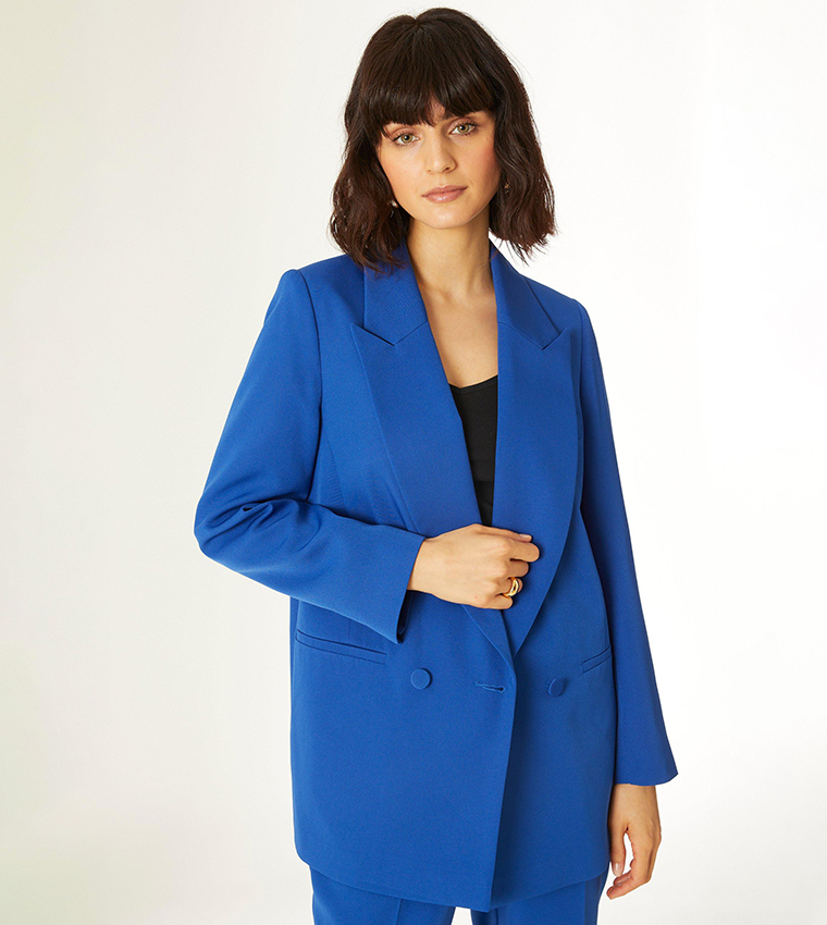 Buy Principles Double Breasted Tailored Blazer In Blue | 6thStreet Qatar