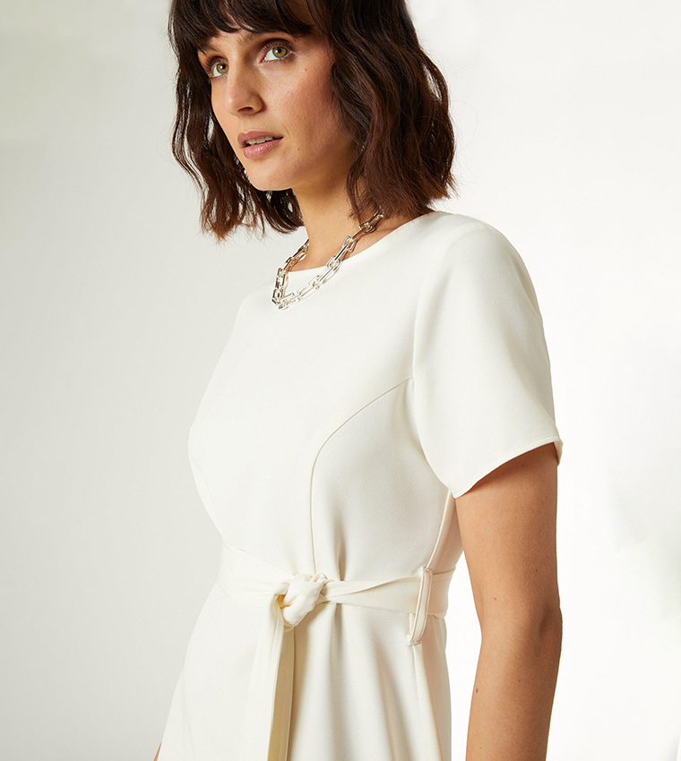 Buy Principles Belted Fit And Flare Smart Dress In White | 6thStreet ...