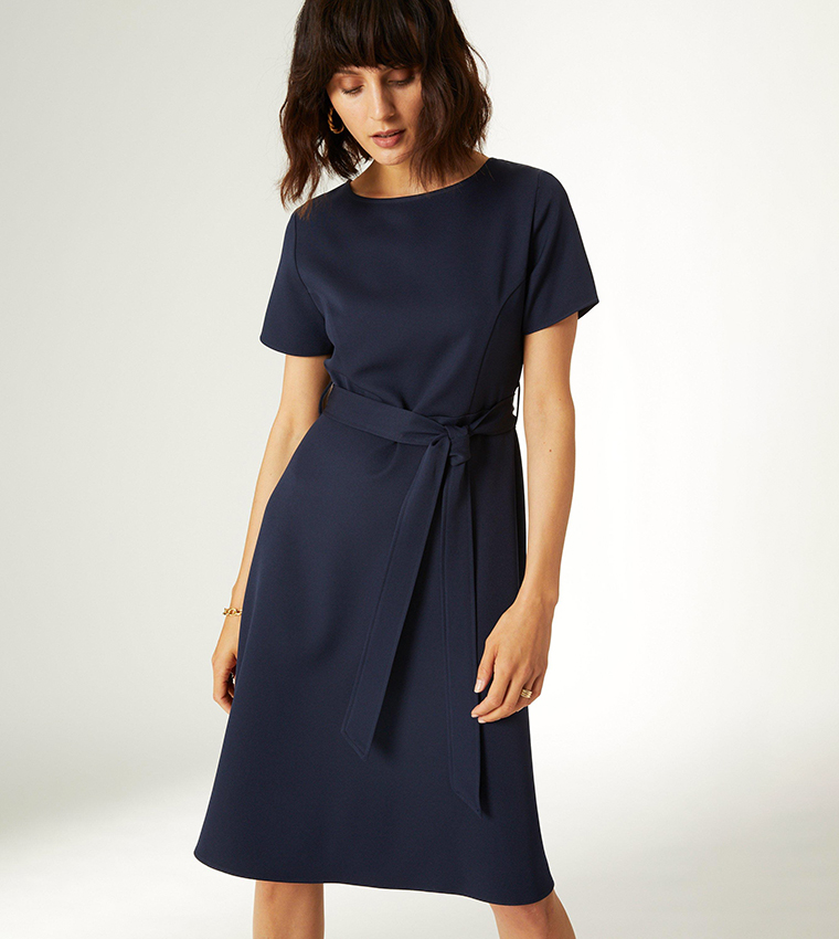 Buy Principles Belted Fit And Flare Smart Dress In Navy | 6thStreet UAE