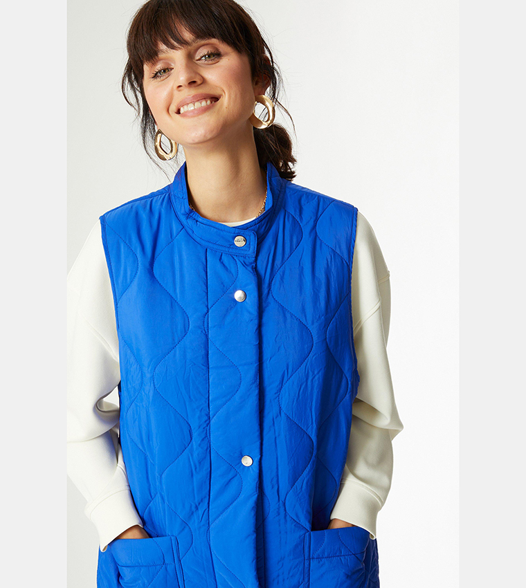 Buy Principles Onion Quilted Long Gilet In Blue 6thStreet Qatar