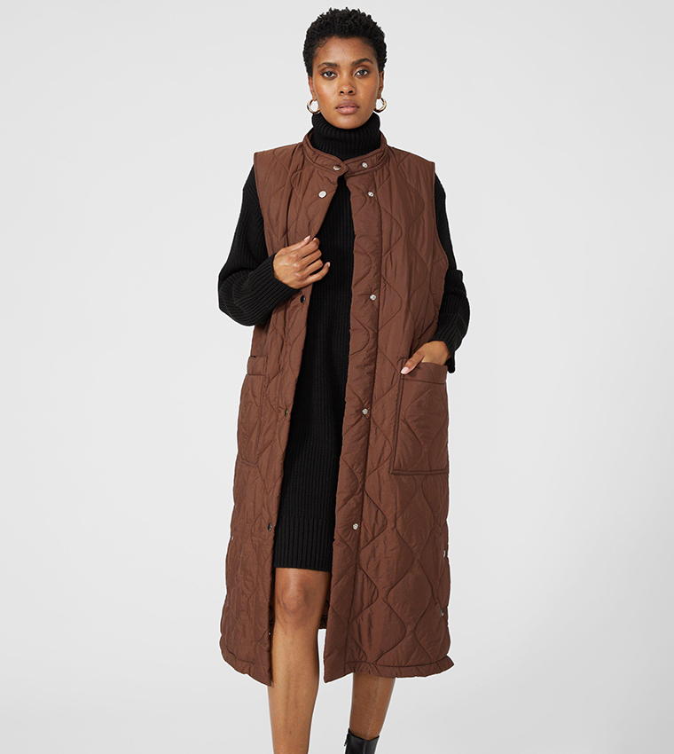 Buy Principles Onion Quilted Long Gilet In Brown 6thStreet Saudi Arabia