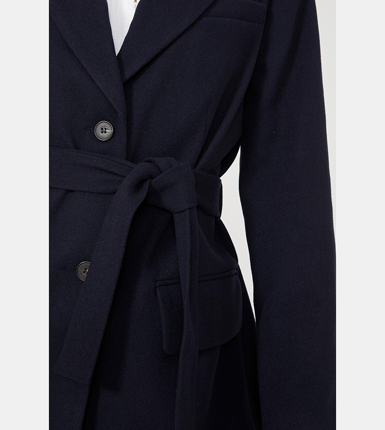 Commanding Couture Belted Sleeveless Blazer