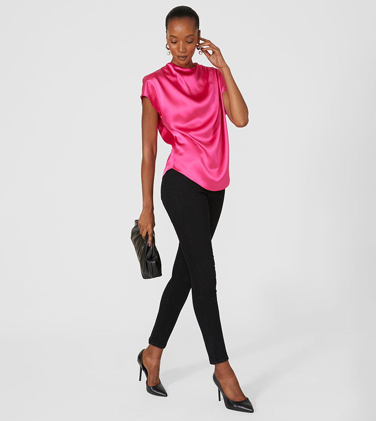 Niche - Rayon - Cowl Top - Hot Pink