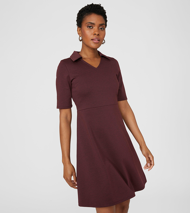 Buy Principles Ponte Fit And Flare Dress In Maroon | 6thstreet Qatar Buy Principles Ponte Fit And Flare Dress In Maroon | 6thstreet Qatar