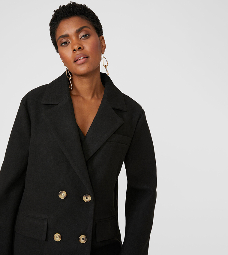 Buy Principles Double Breasted Coat In Black 6thStreet Saudi Arabia