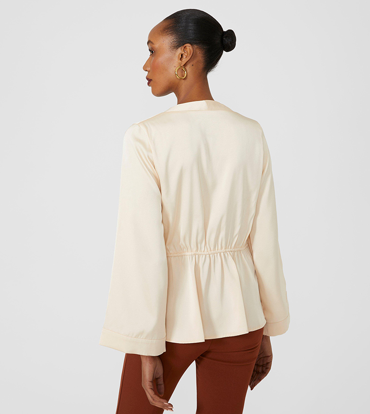 Buy Principles Tie Front Kimono Sleeves Satin Top In Cream 6thStreet