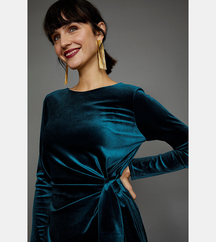 principles green dress Buy Principles Velvet Tie Side Midi Dress In Green