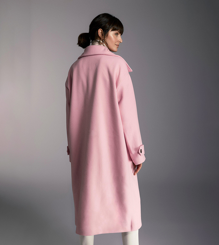 Buy Principles Cuff Detail Longline Coat In Pink 6thStreet Bahrain