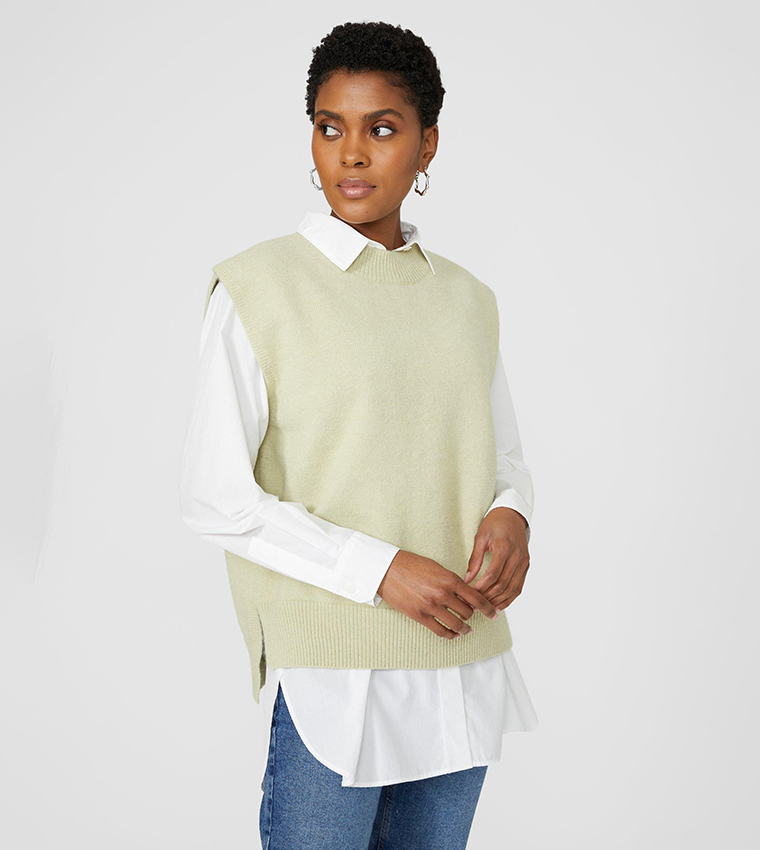 Buy Principles Knitted Sweater Vest In Green 6thStreet Qatar