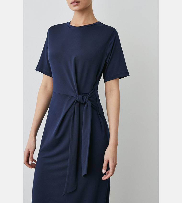 Buy Principles Navy Jersey Tie Front Midi Dress In Navy | 6thStreet Qatar
