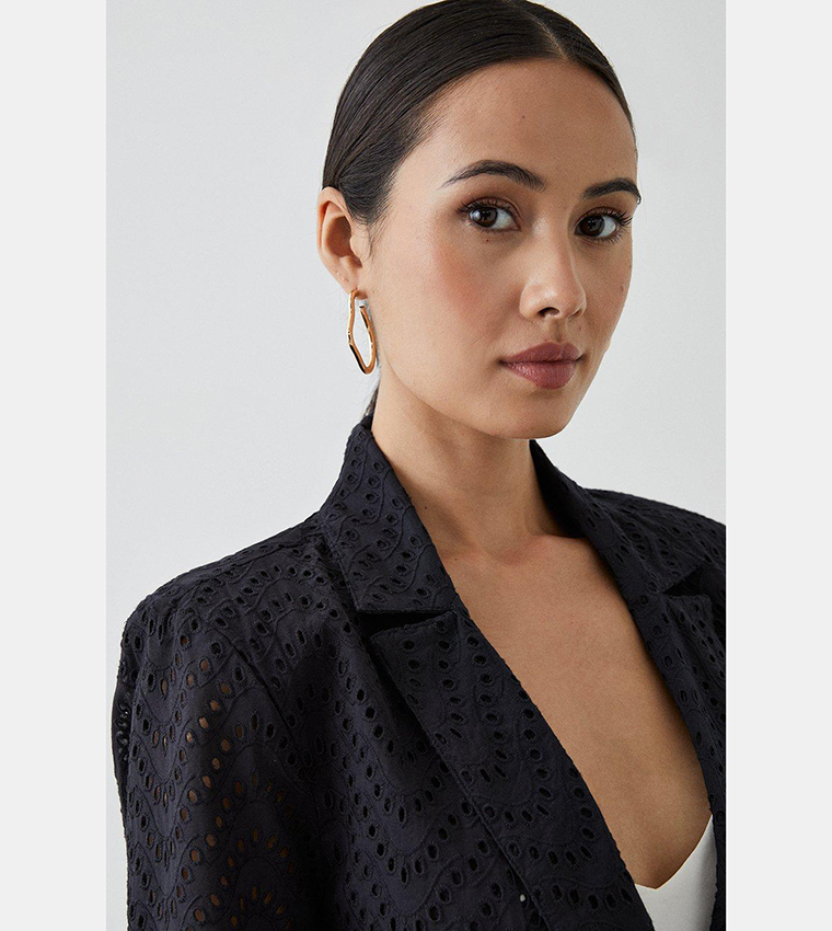 Buy Principles Broderie 3/4 Sleeves Blazer In Black | 6thStreet Bahrain